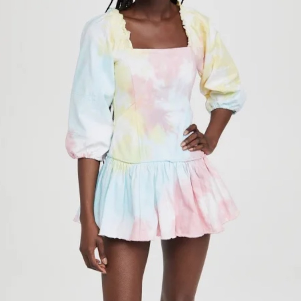 LoveShackFancy Tyedye Denim Mini Dress NWT